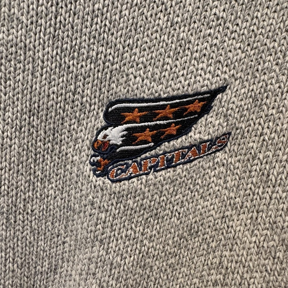 Vtg 90s Headline Sports Washington Capitals Screaming Eagle Heavy Knit Sweater - Picture 3 of 11